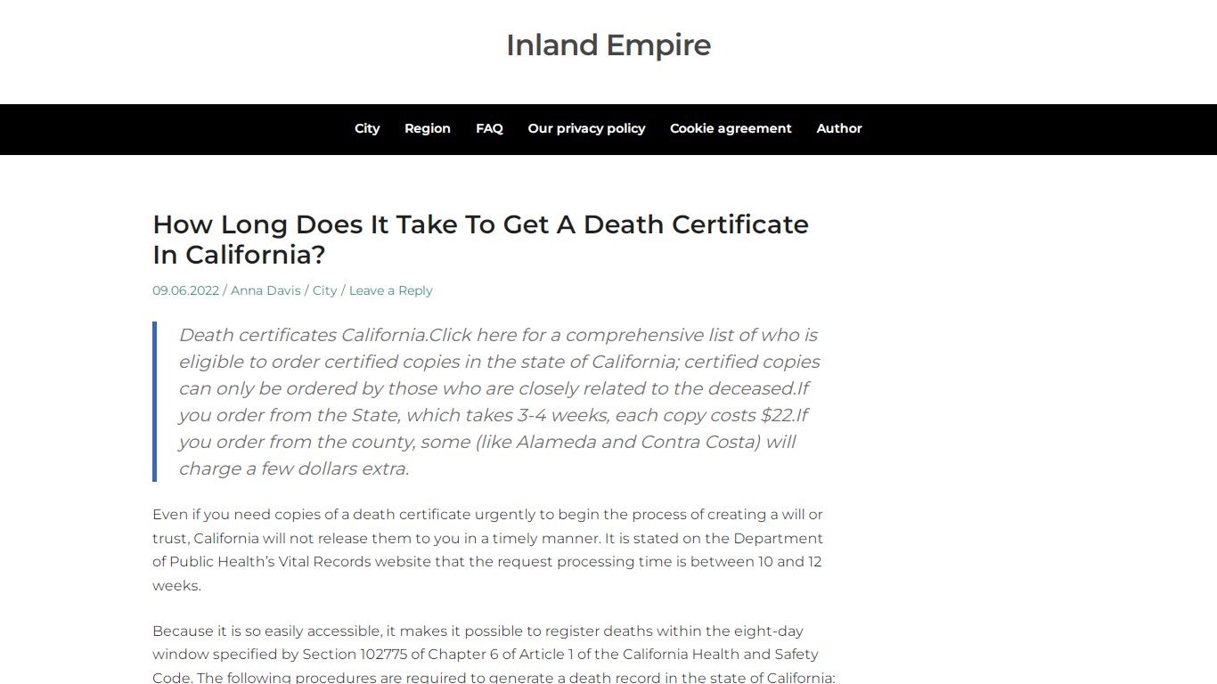 How Long Does It Take To Get A Death Certificate In California?